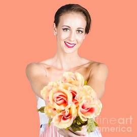 Beautiful woman holding florist flowers by Jorgo Photography