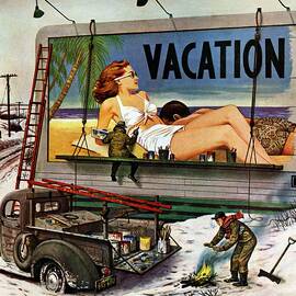 Billboard Painters In Winter by Stevan Dohanos