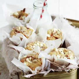 Blondies And A Bottle Of Milk In A Tin Container by Susanne Schanz