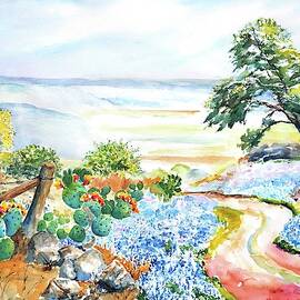 Bluebonnets - Texas Hill Country in Spring by Carlin Blahnik CarlinArtWatercolor