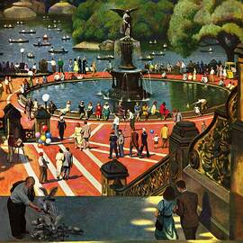 Boating In Central Park by John Falter