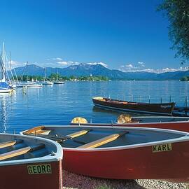 Boats On A Lake by Otto Stadler