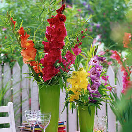 Bouquets Made Of Gladiolus And Phyllostachys bamboo by Friedrich Strauss
