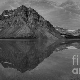 Bow Lake Down Panorama Black And White by Adam Jewell
