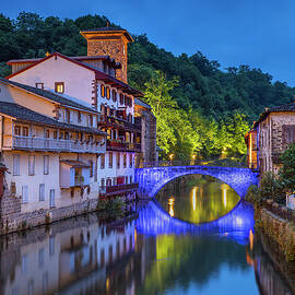 Bridge Over The Nive De Beherobie With by Reinhard Schmid