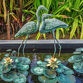 Bronze Water Sculptures Of Birds by Laura Zeid