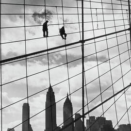 Brooklyn Bridge Workers by Archive Photos