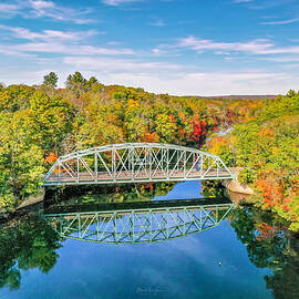 Butts Bridge Autumn by Veterans Aerial Media LLC