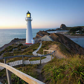 Castlepoint Lighthouse, New Zealand by Douglas Pearson