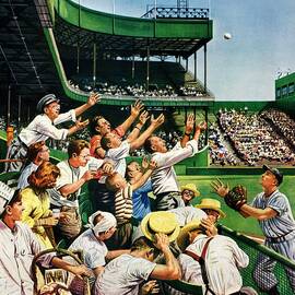 Catching Home Run Ball by Stevan Dohanos