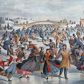Central-park, Winter The Skating Pond by Hulton Archive
