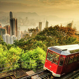 China, Hong Kong, Hong Kong Island, Historical Peak Tram At Victoria Peak by Maurizio Rellini