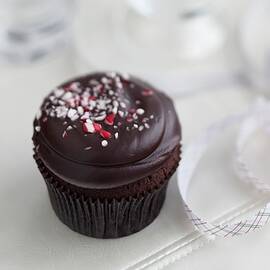 Chocolate Cupcake Topped With Crushed Candy Cane by James, Bruce