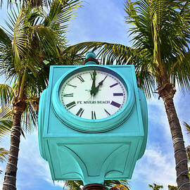 Clock At Fort Myers Beach by Laura Zeid