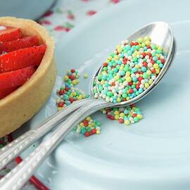 Colourful Sugar Sprinkles On A Silver Spoon by Martina Schindler