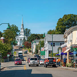 Connecticut, Mystic, Main Street With Union Baptist Church. by Lumiere