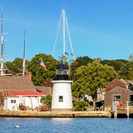 Connecticut, Mystic, Seaport Scene, Coastal Scene With Mystic Seaport Lighthouse. by Lumiere