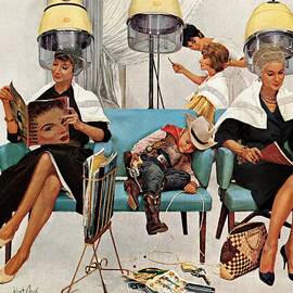 Cowboy Asleep In Beauty Salon by Kurt Ard