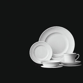 Crockery Against Black Background by Tom Kelley Archive