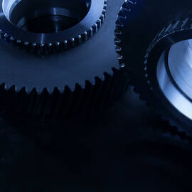 Detail Of Matching Gears In Blue by Caracterdesign
