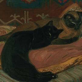 Deux Chats Couches Sur Un Canape by Theophile Alexandre Steinlen
