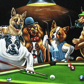 Dogs Playing Pool after original by Coolidge   by Jorge Torrones