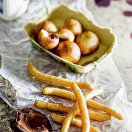 Doughnuts With Ricotta, Cherries And Yogurt For Hanukkah by Lerner, Danny