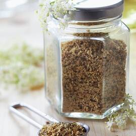 Dried Elderflowers In A Screw-top Jar by Taube, Franziska