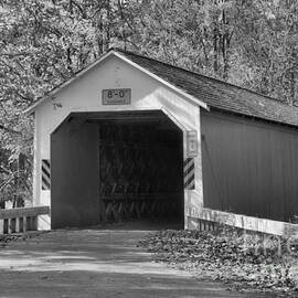 Eagleville Covered Bridge Black And White by Adam Jewell