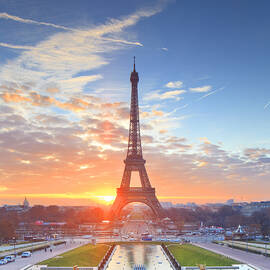 Eiffel Tower In Paris At Sunset by Luigi Vaccarella