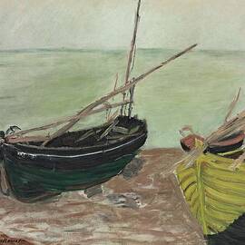 Etude De Bateaux Sur La Plage Detretat by Claude Monet
