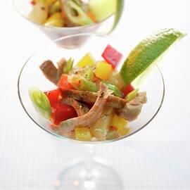 Exotic Vegetable Salad With Turkey Served In A Cocktail Glass by Michael Wissing