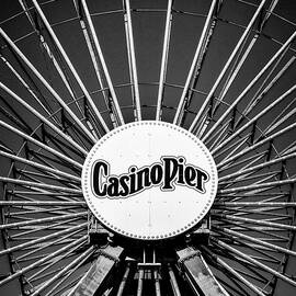 Ferris Wheel Casino Pier  BW by Susan Candelario