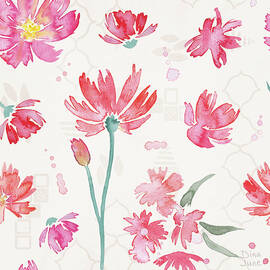 Flowers And Feathers Pattern Iva by Dina June