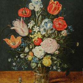 Flowers In A Glass Beaker, After 1608 by Heritage Images