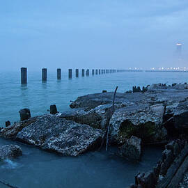 Foggy View Of Chicago From Lakeshore by Megan Ahrens