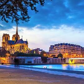 France, Ile-de-france, Seine, Paris, Ile De La Cite, Ile Saint-louis, Notre Dame De Paris, River Seine And Notre Dame De Paris, View From The Pont De L'archeveche by Alessandro Saffo