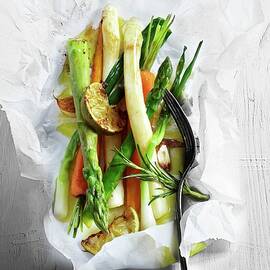 Fried Vegetables On Parchment Paper by Raben, Sven C.
