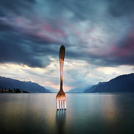 Giant Fork In Lake Geneva by Richard Taylor