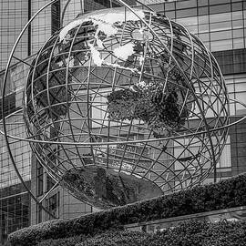 Globe Sculpture at Columbus Circle BW by Susan Candelario