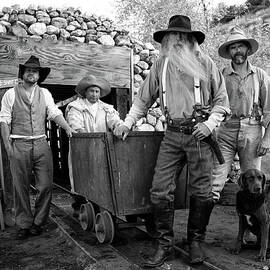 Gold Miners In Front Of A Mine Shaft by Jay P. Morgan
