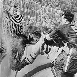 Gordie Howe Checking Gordie Hannigan by Bettmann