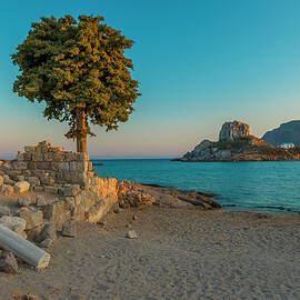Greece, Kos Island, Kefalos Bay, View At Sunset Of The Ruins Of The Basilica Of Agios Stephanos by Giorgio Filippini