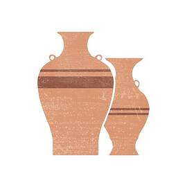 Greek Pottery 22 - Hydria - Terracotta Series - Modern, Contemporary, Minimal Abstract - Light Brown by Studio Grafiikka