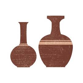Greek Pottery 32 - Hydria - Terracotta Series - Modern, Contemporary, Minimal Abstract - Burnt Umber by Studio Grafiikka
