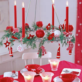 'hanging Advent Wreath; Metal Wreath With Red Candles' by Friedrich Strauss