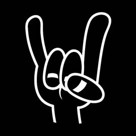 Heavy Metal Devil Horns White Line by John Schwegel
