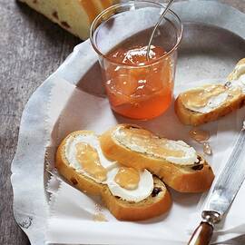 Hefezopf sweet Bread From Southern Germany With Fresh Goat's Cheese And Quince Jelly by Gerlach, Hans