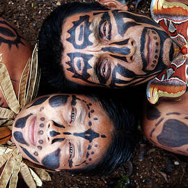 Hispanic Couple With Painted Faces And by Pixelchrome Inc