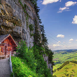 Historic cabin in the Wildkirchli cave in the Appenzell region of Switzerland by Miroslav Liska